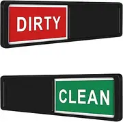 Stylish Dishwasher Sign Clean Dirty Magnet Magnetic Indicator Sign Double-Sided Adhesives Included for Non-Magnetic Dishwashers Laundry Washing Machine (Black(Red Green))