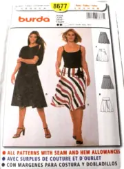 Burda 8677 Misses Skirts 8-10-12-14-16-18 Sewing Pattern (Side Zipper) OOP