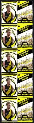NATHAN BROAD RICHMOND TIGERS 2017 AFL GRAND FINAL MINT STAMP STRIP