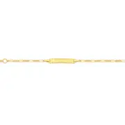 9ct Gold 14cm Solid Figaro 3+1 Diamond-cut Edge Rectangle Identity Bracelet
