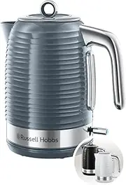 [Russell Hobbs] Inspire 24363-70 Kettle [1.7 L, 2400 W] Grey with High-Quality High-Gloss Structure (Quick Boil Function, Removable Limescale Filter, Water Level Indicator, Removable Lid)