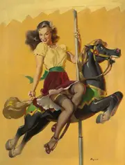 Gil Elvgren Lets Go Around Cat girl Metal Magnet 3 x 4 inches 8670