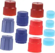 HORIALENCE 12 Pcs Air Conditioning Valve Caps for Rv Units Durable Charging Port Covers with Marking for High Low Voltage Protection Essential Automotive Repair Accessories