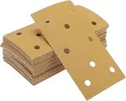 X AUTOHAUX Sandpaper Hook & Loop Sanding Sheets 7.09Inch x 3.74Inch Yellow 50 Pcs P100 Rectangular Flocking 8 Hole Efficient Grinding and Polishing