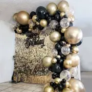 121Pcs Gold Black Balloons Arch Garland Kit Gold Sequins Balloons for7859