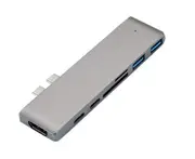 USB C To HDMI VGA Adapter Double-head Type-c HUB To HDNI 4k Hub Reader Type-c Docking Station Lightning 3 Interface-Silver