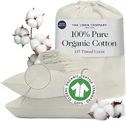 100% Organic Cotton Sheets King Size - Luxurious 415 Thread Count, Oeko-Tex Certified, Silky Soft Sateen Weave, Hemstitched Pillowcases, Fitted Sheet with Deep Pockets, Double-Elastic & Corner Straps