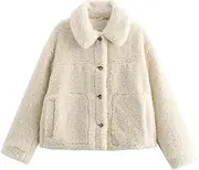 [PTBNRDC] Women's Winter Faux Fur Coats Long Sleeve Button Down Lapel Fleece Sherpa Jacket Outerwear
