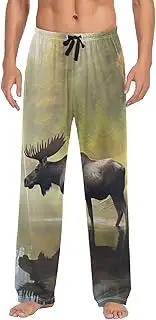 [XYMZR] River Moose Retro Men's Pajama Bottoms Lounge Pajama Pants Sleep Bottoms with Pockets for Men S