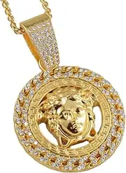 [TYMONT] Medusa Snake Head Pendant Necklace, for Men And Women / 18K Gold Plated AAAAA Zirconia Hip Hop Bar Nightclub Hip Hop Necklace
