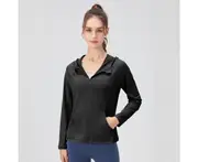 Women Full Zip Hoodie Jacket Long Sleeve Sun Shirts Outdoor Performance Shirts Running Workout Sport Jacket for Women-Black