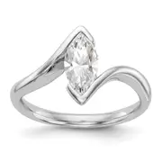 0.75ct. CZ Solid Real 14k White Gold Marquise Bezel Solitaire Engagement Ring