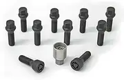 HR B1453501SET H&R Bolt Set Taper-Head M14x1.50-Length 35mm-Black-10 pcs. -incl. Wheel-Locks