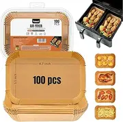 Air Fryer Parchment Paper Liner, 100pcs Liners Disposable, Air Fryer Basket Liners, Baking Parchment, Air Fryer Liners, Airfryer Liners for Baking Roasting Microwave (5.5 Inch 100Pcs Rectangle)