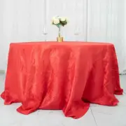 132" RED Accordion Crinkled Taffeta Round TABLECLOTH Party Decorations