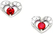 [JewelryWeb] 925 Sterling Silver Plated January red 3x3mm CZ Love Heart Screw Back Earrings 7x9mm Stud Earring for Women