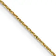 14K Yellow Gold 16 Inch .8mm Diamond-Cut Round Open Link Cable With Lobster Clasp Chain