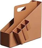 Tenma File Box with Handle that allows you to carry documents and stationery around your desk in one place, with convenient pockets for storing small items, File Box, Storage, Mobile Box, Orange,