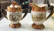 Vintage Kaldun & Bogle Hunt Harvest Sugar & Creamer Set One Of A Kind! Unique