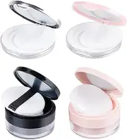 4Pcs Loose Powder Containers with 8 Puffs, FHDUSRYO 20g/5g Refillable Plastic Empty Powder Case Compact Container, Portable DIY Makeup Powder Case with Mirror Net Sifter Spoon for Daily Use, Travel