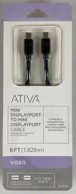 Ativa Mini Displayport to Mini Displayport Cable 6 ft. video, NEW