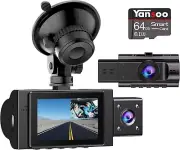 Dual Dash Cam Front and inside with 64GB Card, FHD 1080P Dash Camera for Cars Da