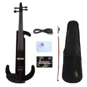 Black 4/4 Electric Silent Violin Natural Wood Free Case+Bow Nice Tone #EV9