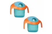 2PK Boon Nosh Baby Toddler Kids Feeding Snack Container Food Cup 9m+ w Lid Blue