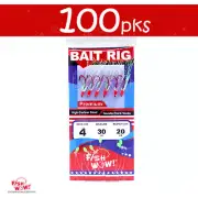 100pks Size 4 Fish WOW! Sabiki Rigs 6 Red hooks Mylar Skin Glow bead Piscatore