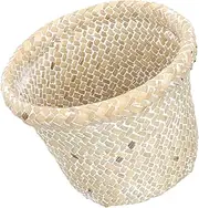 SHOWERORO Rattan Woven Storage Basket Versatile Decorative Paper Waste Basket for Living Room Organization Lightweight Design