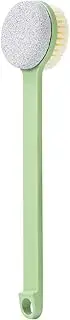 Pumice Stone for Feet and Shower Brush with Long Handle 14", Hard Skin Callus Remover, 2 in 1 Foot Scrubber Brush, Back Scrubber Body Brush for Shower Deep Cleansing and Exfoliating (Straight)