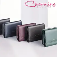 在飛比找momo購物網優惠-【Charming Bags】Elegant 真皮三折中夾(