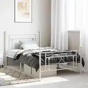 Metal Bed Frame Without Mattress with Footboard White 107x203 cm King Single Bed/Accessories