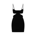 [Off White] Off White-Black Cut Out Ribbed Mini Dress-Donna 40 IT