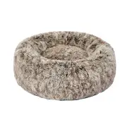 Pet Bed Cat Dog Donut Nest Calming Mat Soft Plush Kennel - Brown - Large