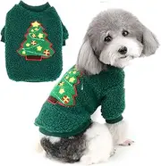 Zunea Small Dog Clothes Winter Coat Warm Fleece Sweater Puppy Clothes Jumper Christmas Tree Pullover Jacket Clothing Xmas Outfits Cold Weather Pet Chihuahua Apparel Green S