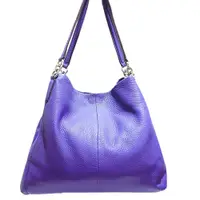 在飛比找蝦皮購物優惠-COACH 專櫃款 紫色真皮材質三層收納設計賈姬包 #357