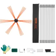 10 m Chimney Sweep Kit, w/ 10 Reinforced Nylon Flexible Rods, Ergonomic Chimney Cleaning Brush, 360-Degree Brush Chimney Cleaner, Rich Accessories for Fireplace Flue Home Use Fits most