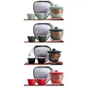 Portable Tea Set Tea Service Set Glass Teapot Infuser Small 1 Pot 2 Mini Cups