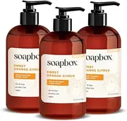 Soapbox Liquid Hand Soap, Citrus & Peach Rose - Gentle, Moisturizing Hand Cleanser, Aromatic & Soothing, Vegan & Cruelty Free Hand Wash for Kitchen and Bathroom, 12oz Pump Bottles (Pack of 3)