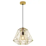 MARTE Pendant Lamp Light Interior ES 72W Antique Brass Iron Cage with Black OD395 X H350