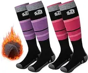 [Findway] Ski Socks, Merino Wool Ski Thermal Socks Women Men Knee High Warm Snow Socks Soft Breathable Warm Winter Outdoor Long Ski Socks for Skiing Skating Snowboarding, 2 Pairs/3 Pairs