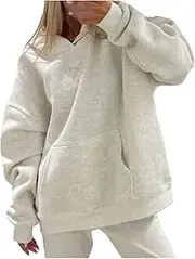 [Generic] Women Embroidered Bow Hoodie Women Trendy Preppy Sweatshirts Aesthetic Cute A Pink Puff Hoodie Casual Essential Hoodies