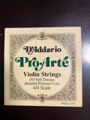 D'addario Pro-Arte Violin Strings J55 Soft Tension Blended Polymer Core 4/4 Size