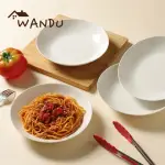 【WANDU 瓦讀】純白系列-羽透光新骨瓷8吋圓深盤4件組(盤子/湯盤/可微波)