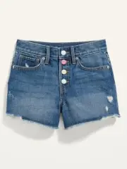 ON Extra High-Waisted Medium-Wash Distressed Cut-Off Jean Shorts Size 14 NWT $25