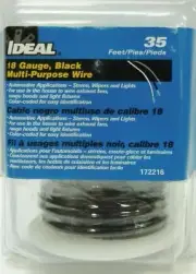 Ideal Industries 18 Gauge Black Multi-Purpose Wire 35 Feet 172216- New!