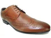 Kenneth Cole Reaction Men's Zeke Wingtip Oxfords Cognac Leather Size 8 M