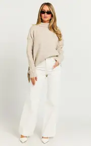 Luella Jumper - Oversized Turtle Neck Jumper in Oatmeal