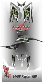 Graphics Kit for YAMAHA RAPTOR 700 (2013-2023) 700R CUSTOM Decal KIT MONSTR2